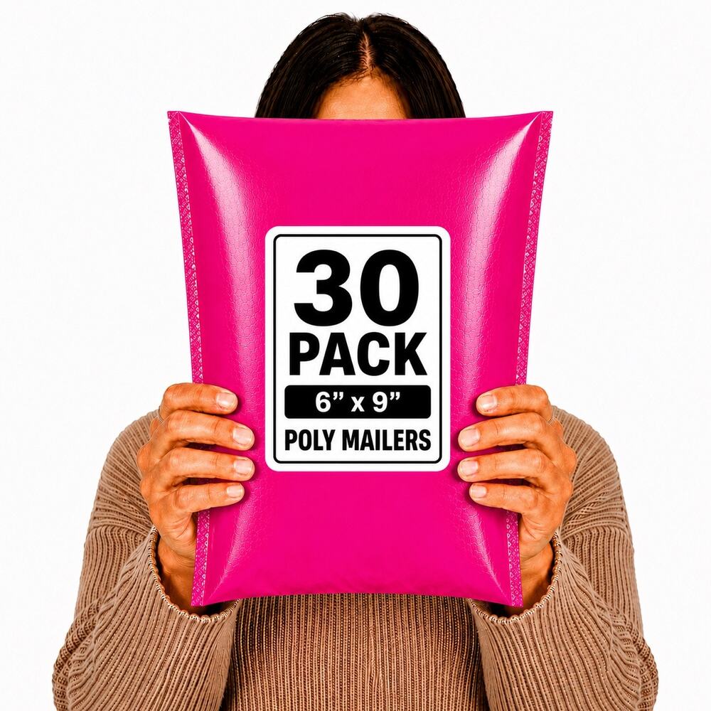 POLYMAILERS PINK SHIPPING BAGS (30 PACK) 6" X 9" SELF SEAL MAILERS NEW